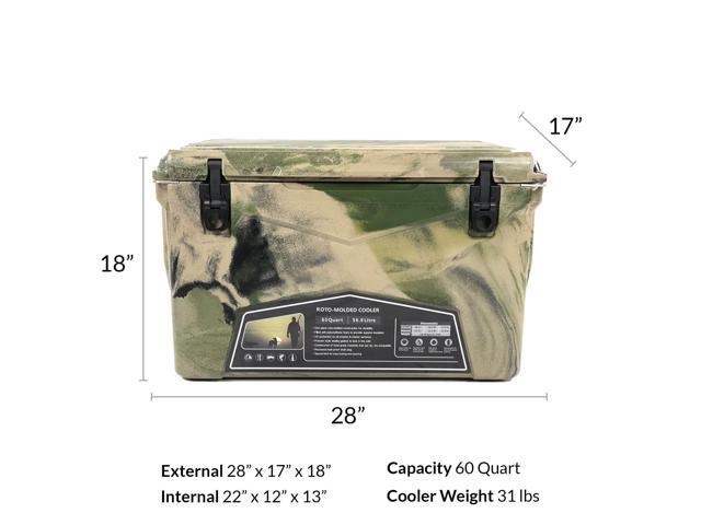 Xspec 60 Quart Roto Molded High Performance Ice Chest Outdoor Cooler, Camouflage
