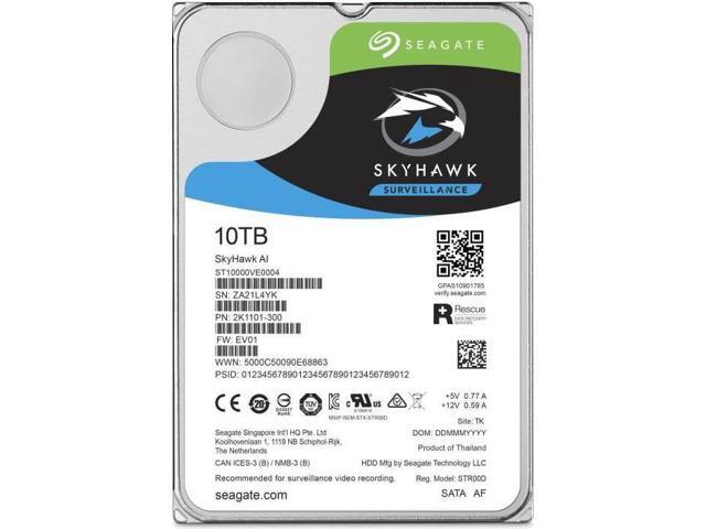 Seagate SkyHawk AI ST10000VE0008 10TB 7200 RPM 256MB Cache SATA 6.0Gb/s 3.5' Internal Hard Drive Bare Drive