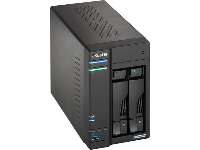Asustor Lockerstor 2 Gen 2 AS6702T 2 Bay NAS, Quad-Core 2.0GHz CPU, Dual 2.5GbE Ports, 4GB RAM DDR4, Four M.2 SSD Slots (Diskless)