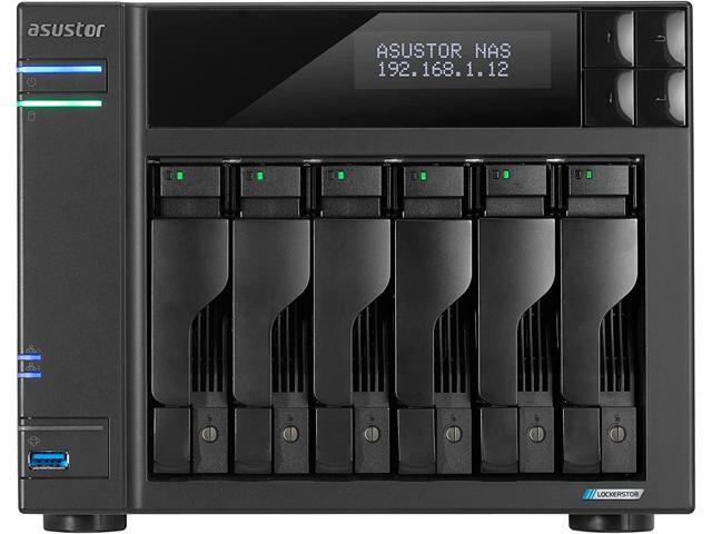 Asustor Lockerstor 6 Gen 2 AS6706T 6 Bay NAS, Quad-Core 2.0GHz, Dual 2.5GbE Ports, 8GB RAM DDR4, Four M.2 SSD Slots (Diskless)
