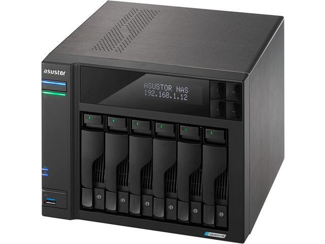 Asustor Lockerstor 6 Gen 2 AS6706T 6 Bay NAS, Quad-Core 2.0GHz, Dual 2.5GbE Ports, 8GB RAM DDR4, Four M.2 SSD Slots (Diskless)