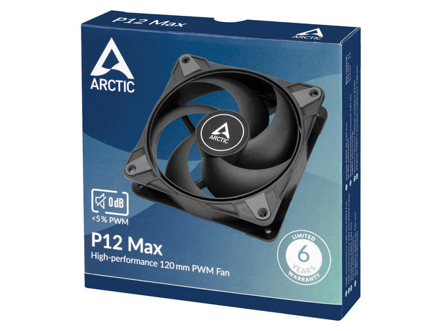 ARCTIC P12 Max - High-Performance 120 mm case Fan, PWM Controlled 200-3300 RPM, Optimised for Static Pressure, 0dB Mode, Dual Ball Bearings