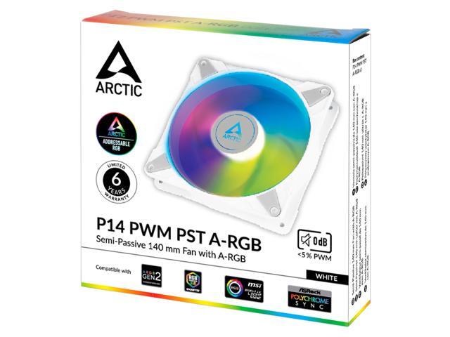 ARCTIC ACFAN00276A P14 PWM PST A-RGB - Case Fan, 140 mm PWM, Optimised for Static Pressure, Semi-Passive: 200-1900 RPM, 5V 3 Pin A-RGB LED, Single...