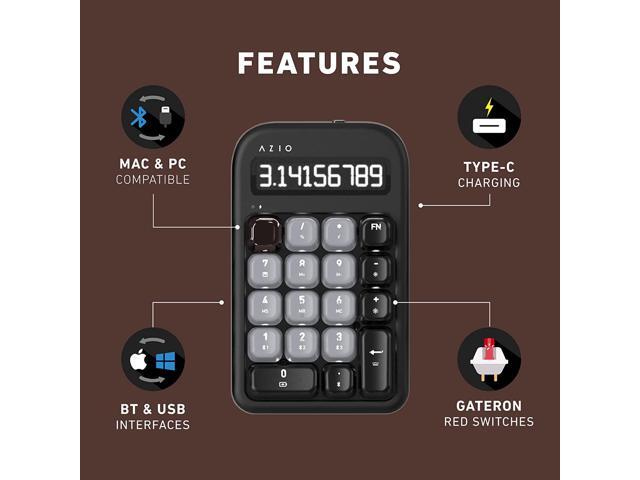 AZIO IN404 IZO Number Pad Red Switches in Black Willow