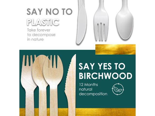 Planet Pantry Disposable Birchwood Cutlery Fork (50 pcs) Plastic Alternative Eco-Friendly for Food, Party, Buffet, Wedding