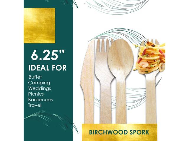 Planet Pantry Disposable Birchwood Cutlery Spork 50 pcs) Plastic Alternative Eco-Friendly for Food, Party, Buffet, Wedding