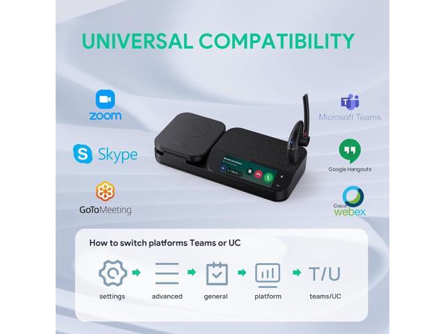 Yealink 1208710 BH71 Workstation Pro Bluetooth Headset for Office Phone, Wireless Charging Pad, Speakerphone, USB-C/A