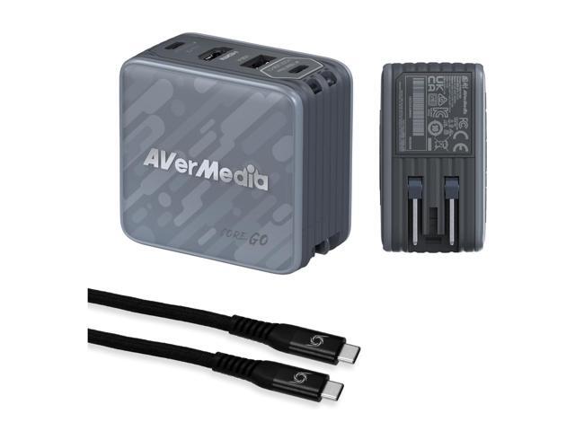 AverMedia GC313BLACK Core Go Portable Charger Steam Deck Dock, Fast Charging USB C Hub, Compatible w/ iPhone, iPad, Laptop, PC Gaming (BLACK)