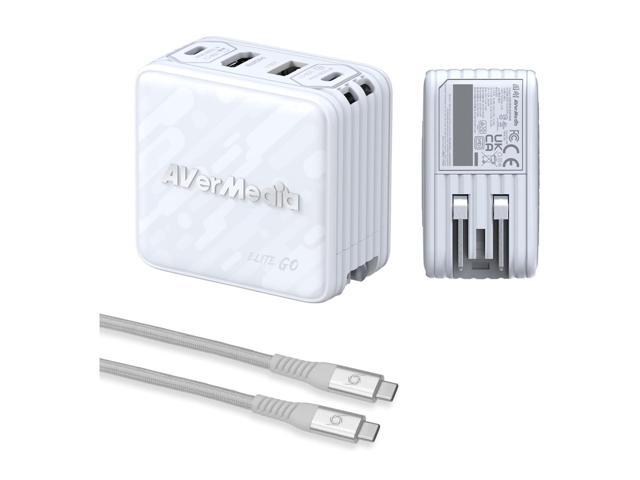 AverMedia GC313ProWHITE Elite Go Capture Card for Streaming Portable Charger Fast Charging USB C, TV Docking Station Compatible w/ iPhone, iPad,...
