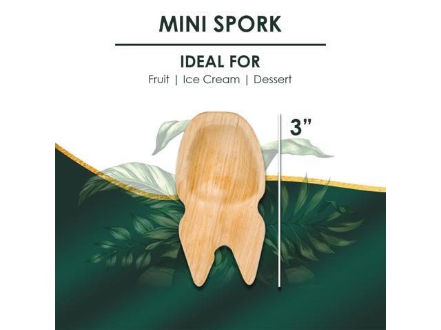 Planet Pantry Disposable Palm Leaf Mini Spork (50 pcs) Wooden Bamboo-Like Paper and Plastic Alternative Eco-Friendly for Food, Party, Buffet
