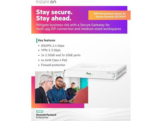HPE Networking Instant On SG2505P Secure Gateway, 5-port SmartRate 2.5G PoE+ 64W S0G34A#ABA