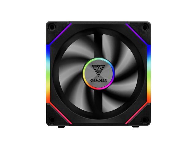 GAMDIAS AEOLUS P2-1201 ARGB Case Fan 120mm x1 & Reverse Blade x1, Hassle-Free Cable Management 2400 RPM PWM RGB (Black)