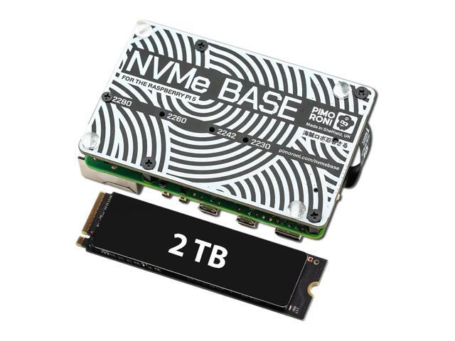 NVMe Base M.2 HAT PCIe Extension w/ 2TB M.2 2280 Internal Solid State Drive SSD