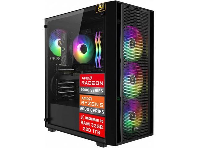 Hachiman PC Ronin Gaming PC, AMD Ryzen 5 9600X, Radeon RX 9060XT 16GB, 32GB DDR5 RGB, 1TB NVMe SSD, Wi-Fi 6, Windows 11