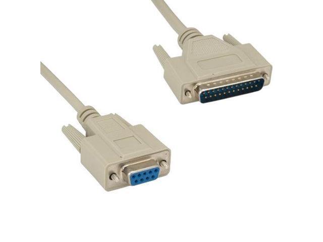 Kentek 10 Feet FT DB9 Female to DB25 Male Serial RS-232 Cable Adapter Cord AT Modem 28 AWG F/M Molded D-SUB 9 to 25 Pin for PC Mac Serial Device