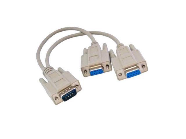 Kentek 1 Feet FT DB9 Male to 2x DB9 Female Extension Y Splitter Cable Cord 9 Pin Serial RS-232 28 AWG Male to 2x Female M/Fx2 Molded...