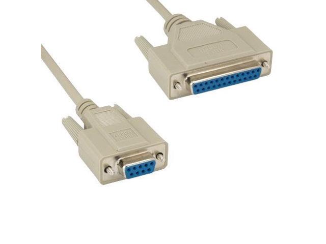 Kentek 10 Feet FT DB9 Female to DB25 Female Null Modem Serial Printer Cable Cord 28 AWG F/F Molded D-SUB RS-232 Crossover 9 to 25 Pin for DTE PC...