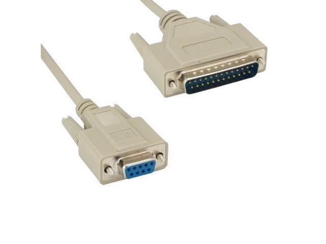 Kentek 15 Feet FT DB9 Female to DB25 Male Null Modem Serial Printer Cable Adapter Cord 28 AWG F/M Molded D-SUB RS-232 Crossover 9 to 25 Pin for PC...