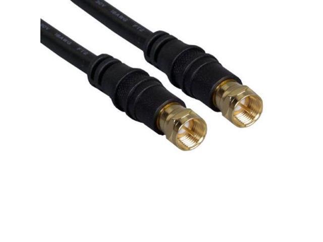 Kentek 25 Feet FT RG-6 RG6 F-type screw on RF gold plated cord wire connector coax coaxial 75 ohm digital cable satellite TV VCR black