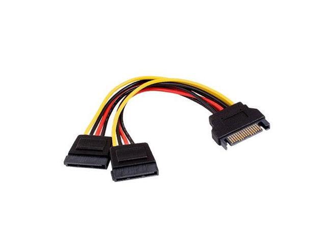 Kentek 6 Inch IN SATA 15 Pin Male to 2x SATA 15 Pin Female Y-Splitter Power Cable Cord M/Fx2 for PC Mac HDD Motherboard Device
