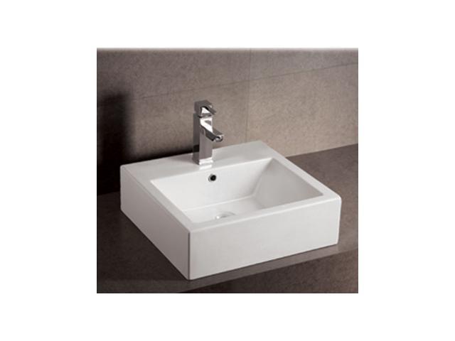 Photos - Other sanitary accessories Whitehaus WHKN1059-W 19 5/8in Isabella Square Wall Mount Basin With Overfl