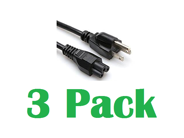 Grandmax 15 FT [3 Pack] 3-Prong Grounded Notebook AC Power Cord, NEMA 1-15P to IEC320 C5, 10A/125V, SJT, UL/CSA, Black