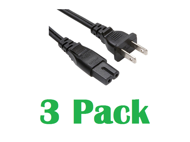 Grandmax 15 FT [3 Pack] C7 Polarized Notebook Power Cord, NEMA 1-15P(Polarized) to IEC 60320, 10A/125V, SPT-2, UL/CSA,Black