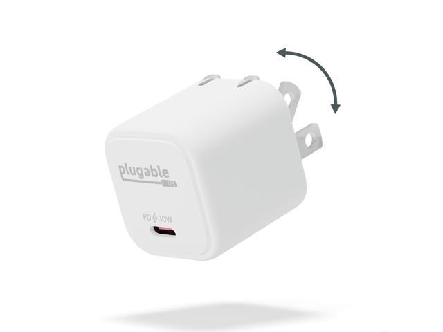 Plugable GaN USB C Charger Block, 30W Portable Charger, Foldable Prongs, PPS USBC Fast Charger for iPhone 15/15 Pro/15 Pro Max, iPad Pro, Samsung...