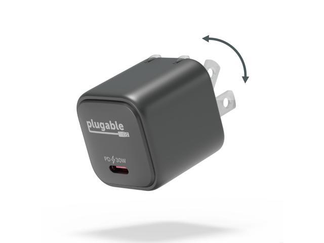 Plugable GaN USB C Charger Block, 30W Portable Charger, Foldable Prongs, PPS USBC Fast Charger for iPhone 14, iPad Pro, Samsung Galaxy S23 and more...
