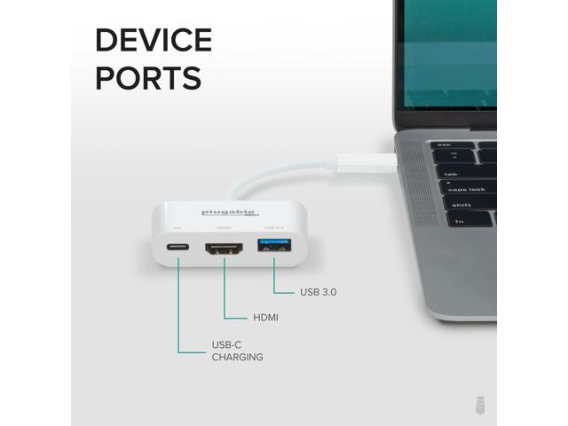 Plugable USB-C to HDMI Multiport Adapter, 3-in-1 USB-C Hub with 4K HDMI Output, USB 3.0 and USB-C Charging Port - image 2