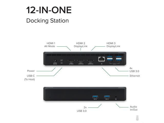 Plugable 12-in-1 USB-C Triple Monitor Docking Station, 100W Laptop Charging - image 2