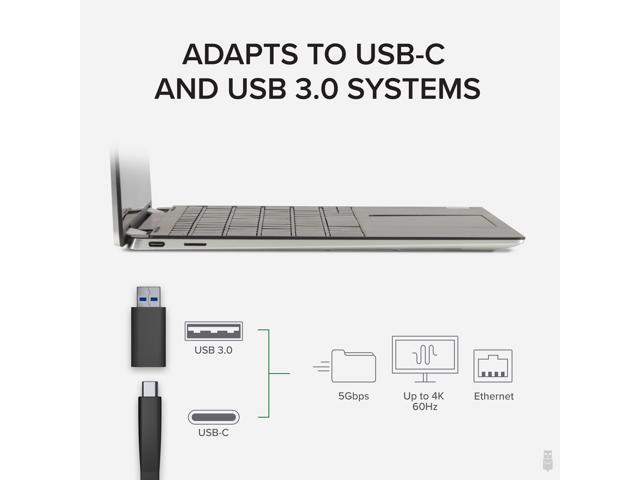 Plugable USB 3.0 and USB-C 4K DisplayPort and HDMI Dual Monitor Adapter with Ethernet - image 4