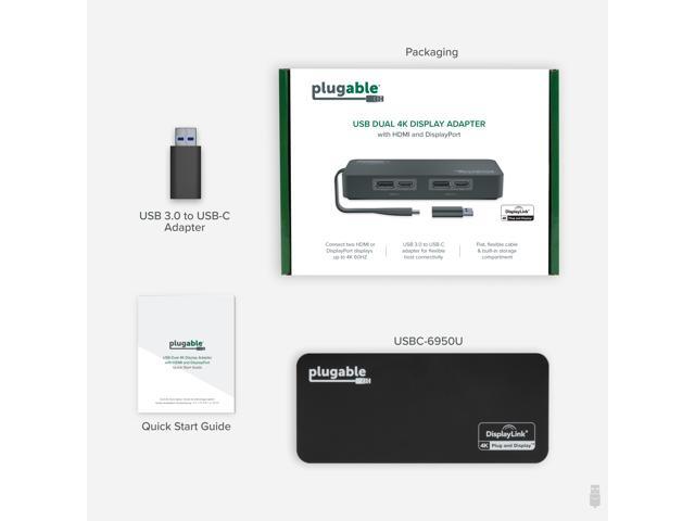 Plugable USB 3.0 and USB-C 4K DisplayPort and HDMI Dual Monitor Adapter - image 7