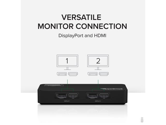 Plugable USB 3.0 and USB-C 4K DisplayPort and HDMI Dual Monitor Adapter - image 3