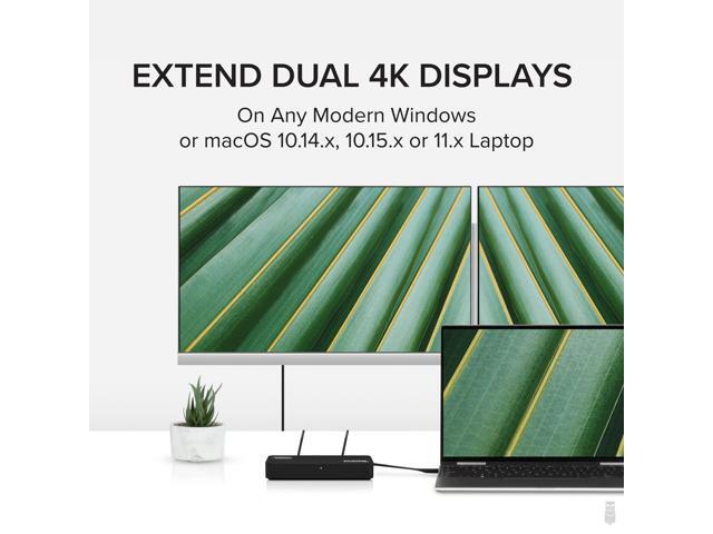 Plugable USB 3.0 and USB-C 4K DisplayPort and HDMI Dual Monitor Adapter with Ethernet - image 2