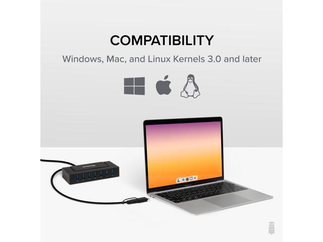 Plugable 7 Port USB Charging Hub for Laptops with USB-C or USB 3.0 - image 6