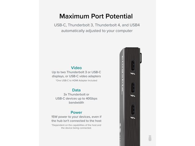 Plugable Thunderbolt 4 Hub, 4-in-1 Pure USB-C Design, Includes USB-C to 4K HDMI Adapter, Laptop Charging - image 3