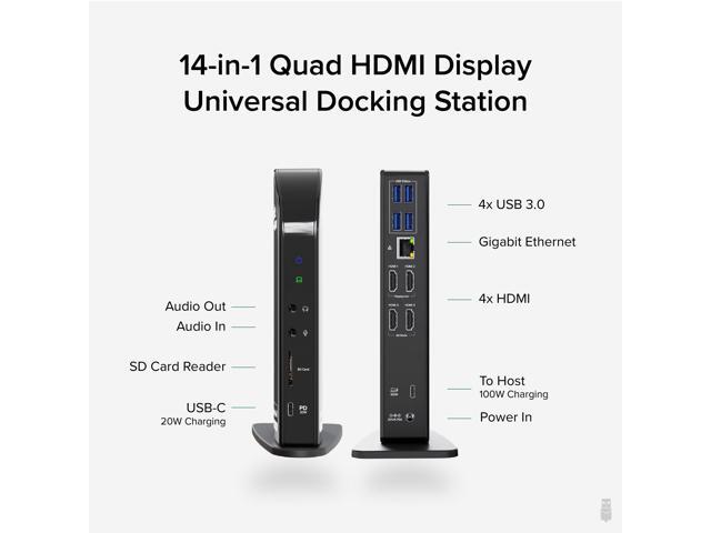 Plugable 14-in-1 USB-C Docking Station for 4 Monitor Setup with 96W Laptop Charging - image 2
