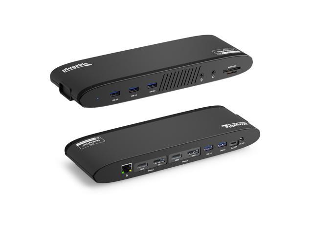 Plugable 13-in-1 USB C Docking Station Dual Monitor, 100W Laptop Charging, Dual 4K Displays with 2x HDMI or 2x DisplayPort, Compatible with Mac.