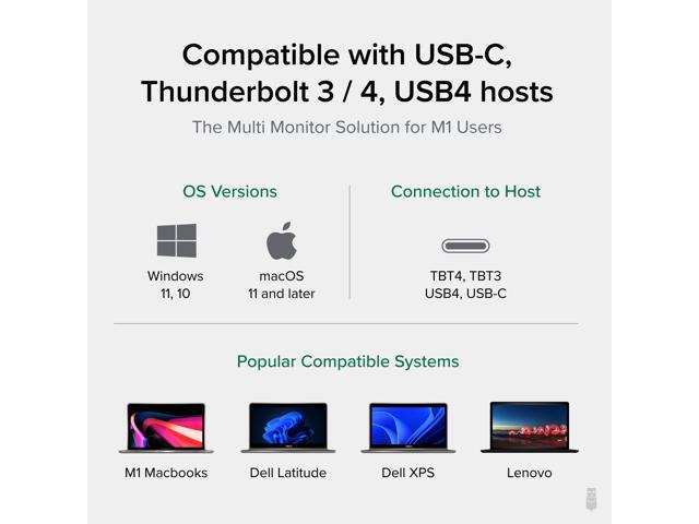 Plugable USB-C Laptop Docking Station, Dual Monitor 4K 60Hz , 2x HDMI or 2x DisplayPort - image 5