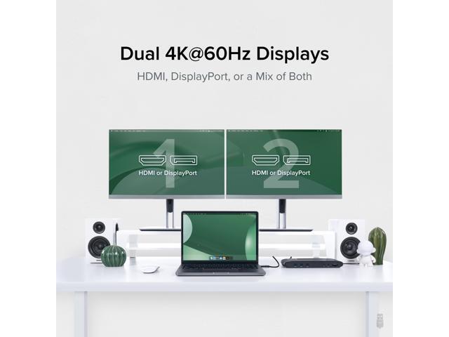 Plugable USB-C Laptop Docking Station, Dual Monitor 4K 60Hz , 2x HDMI or 2x DisplayPort - image 3