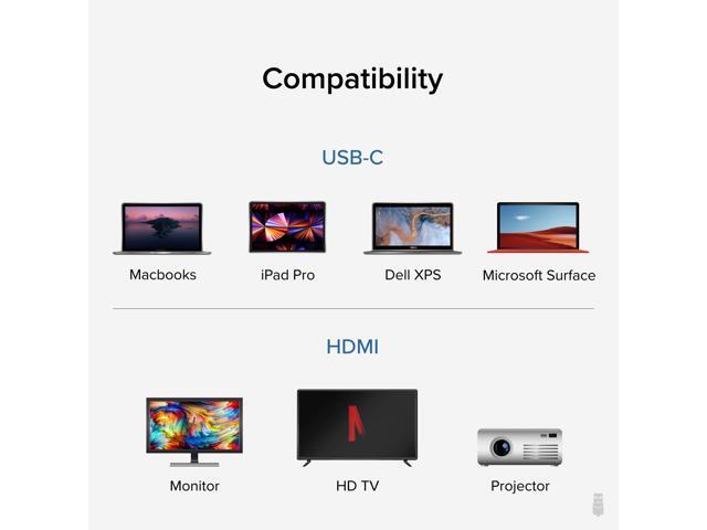 Plugable USB-C to HDMI Cable, 6ft/1.8m, HDMI 2.0, USB4 / Thunderbolt Adapter for 4K Monitor up to 4K 60Hz - image 4