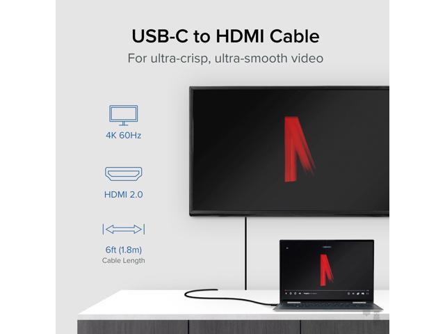 Plugable USB-C to HDMI Cable, 6ft/1.8m, HDMI 2.0, USB4 / Thunderbolt Adapter for 4K Monitor up to 4K 60Hz - image 2