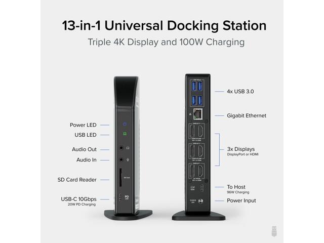Plugable USB-C Triple 4K Monitor Docking Station with 100W Laptop Charging - image 2