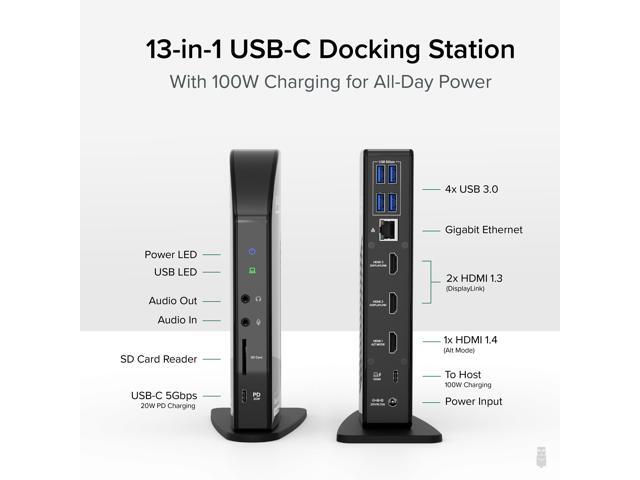Plugable USB-C Triple Monitor Docking Station with 100W Laptop Charging - image 2