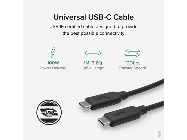 Plugable 10Gbps USB-C to USB-C Cable, 3.3 ft/1m, 3A, USB-IF Certified, USB 3.1 Gen 2 Type-C - image 3