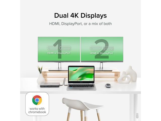 Plugable 12-in-1 USB-C Dual Monitor Docking Station, Certified Works with Chromebook, 60W Charging - image 3