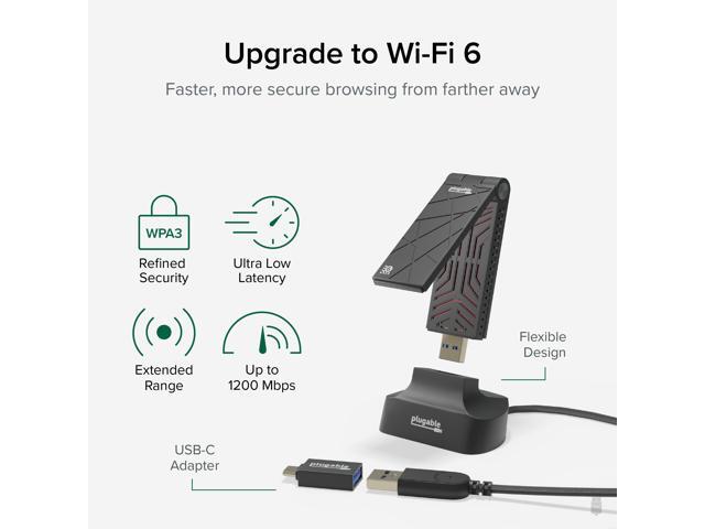 Plugable WiFi 6 USB WiFi Adapter for Desktop PC and Laptops, AX1800 USB 3.0 and USB C - image 2