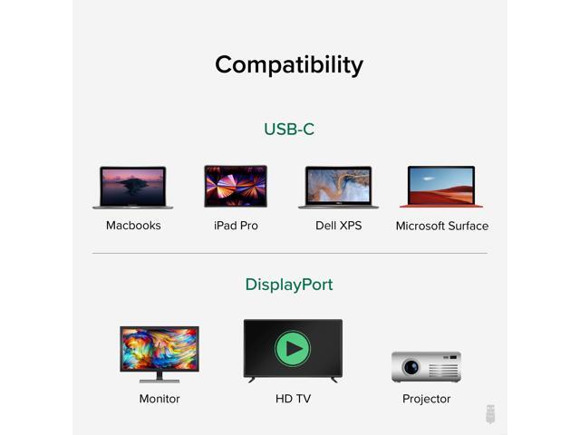 Plugable USB-C to DisplayPort Adapter - 6ft /1.8m Adapter Cable - image 4