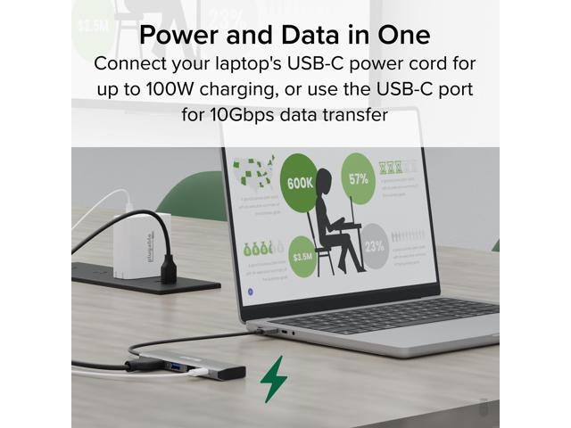 Plugable 4-in-1 USB-C Hub with 4K HDMI, 100W Charging - image 5